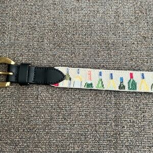 Colorful Bottle Pattern Belt with Black Leather